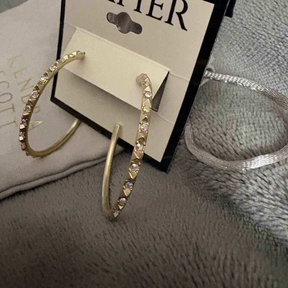 Kendra Scott Gold Hoop Earrings with Rhinestones